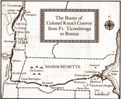 Knox Route from Ft Ticonderago to Boston-8x6